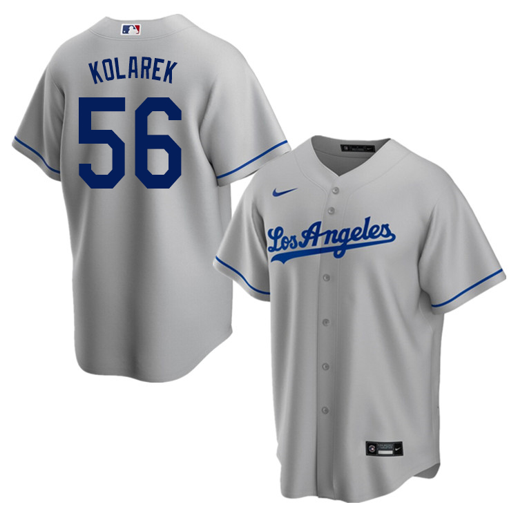Nike Men #56 Adam Kolarek Los Angeles Dodgers Baseball Jerseys Sale-Gray